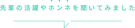 先輩の活躍やホンネを聞いてみました